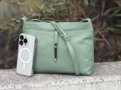 MAXFLY D�msk� ko�en� crossbody kabelka 5085 m�tov� zelen�