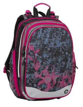 Bagmaster Dívčí školní batoh  ELEMENT 8 A černá, růžová, šedá
