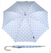 KNIRPS Holový vystřelovací deštník Long AC 79904602  - modrý bílé puntíky