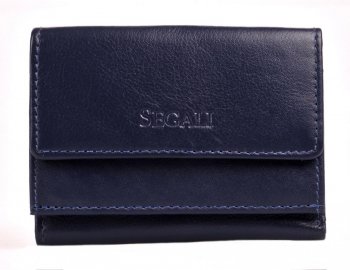 SEGALI Malá kožená peněženka SG-1756 tmavě modrá