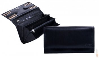 Lagen Dámská černá kožená peněženka dlouhá V-40 černá