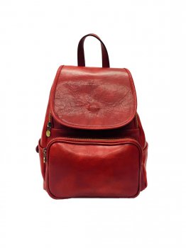 IL GIGLIO kožený batoh s klopou 222 červený