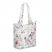 Le Sands Koženková kabelka s květinovým vzorem 3987 PRINT A bílá + doprava zdarma