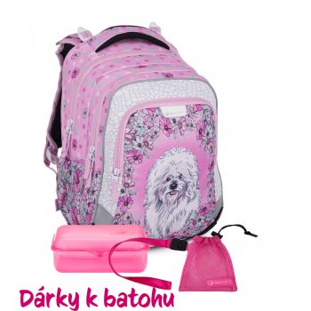 Bagmaster Lehký školní batoh LUMI 24 G pejsek (batoh + box + malý sáček)