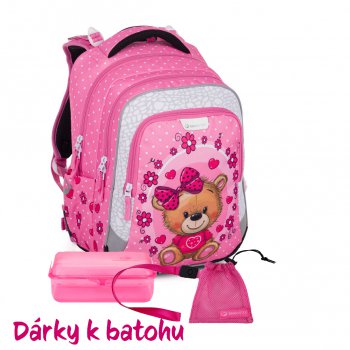 Bagmaster Lehký školní batoh Lumi 24 H Medvídek (batoh + box + malý sáček)